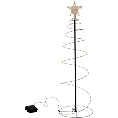 Spetebo Árvore de Natal LED em espiral preta para exteriores com temporizador 60 cm árvore de Natal de metal com ponta em forma de estrela, operada por bateria decoração de jardim para o Natal e Spetebo Árvore de Natal LED em espiral preta para exteriores com temporizador 60 cm árvore de Natal de metal com ponta em forma de estrela, operada por bateria decoração de jardim para o Natal e