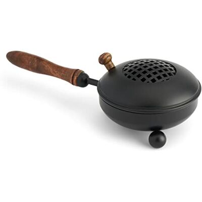 NKlaus Queimador de Incenso de Ferro Ø11cm Cabo de Madeira Preto 28cm de Comprimento Queimador de Incenso com Tampa NKlaus Queimador de Incenso de Ferro Ø11cm Cabo de Madeira Preto 28cm de Comprimento Queimador de Incenso com Tampa