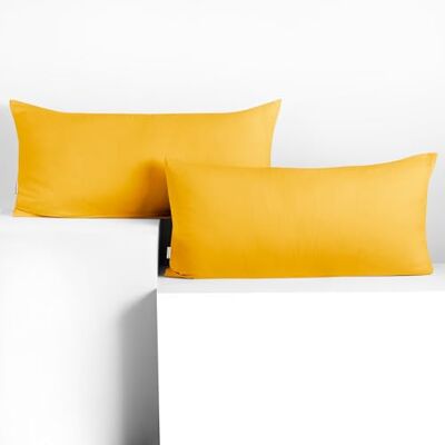 DecoKing Conjunto de 2 fronhas 40 x 80 x 2 jersey 100 % algodão penteado fecho de correr amarelo âmbar DecoKing Conjunto de 2 fronhas 40 x 80 x 2 jersey 100 % algodão penteado fecho de correr amarelo âmbar