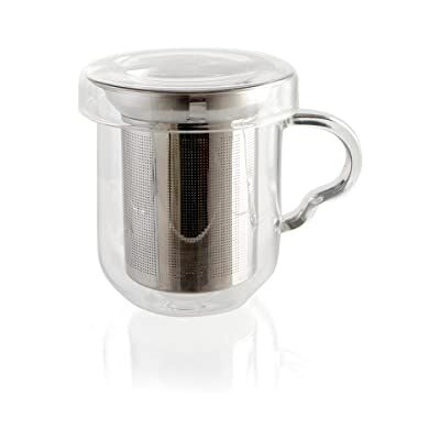 Quid Caneca vidro filtro INOX Transparente, vidro, forma redonda, acabamento liso, 35 cl, filtro de aço inoxidável, com tampa, não é adequado para Quid Caneca vidro filtro INOX Transparente, vidro, forma redonda, acabamento liso, 35 cl, filtro de aço inoxidável, com tampa, não é adequado para