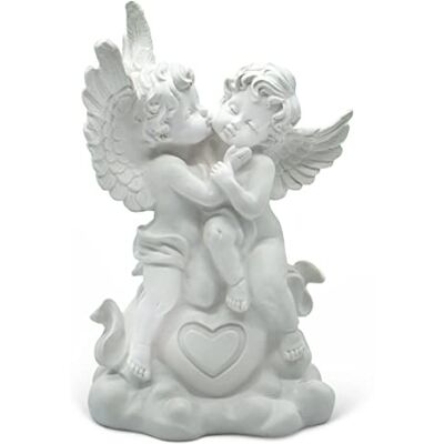 FeinKnick Grande par de anjos como figura decorativa: figura de anjo encantadora com coração em branco, escultura decorativa de anjo de 25 cm como símbolo da união – anjo como decoração FeinKnick Grande par de anjos como figura decorativa: figura de anjo encantadora com coração em branco, escultura decorativa de anjo de 25 cm como símbolo da união – anjo como decoração