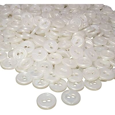 AERZETIX Conjunto de 100 botões redondos para costura Ø 11,5 x 2,2 mm com 2 orifícios diâmetro de abertura 2 mm cor branca nacarado em plástico decoração costura merciaria moda AERZETIX Conjunto de 100 botões redondos para costura Ø 11,5 x 2,2 mm com 2 orifícios diâmetro de abertura 2 mm cor branca nacarado em plástico decoração costura merciaria moda