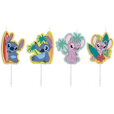 dekora Disney Stitch Conjunto de Velas de Aniversário, 4 Peças, Design Tropical Havaiano, Decoração para Bolos e Cupcakes dekora Disney Stitch Conjunto de Velas de Aniversário, 4 Peças, Design Tropical Havaiano, Decoração para Bolos e Cupcakes