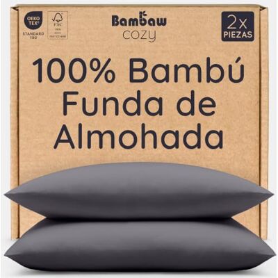 Bambaw Capas de Almofada 65x65 cm Bambu, Pack de 2, Fronhas Refrigerantes para Todo o Ano, Fronhas de Bambu Anti-ácaros e Antiacne, Capa de Almofada Antibacteriana, Certificado Oeko-Tex (Antracite) Bambaw Capas de Almofada 65x65 cm Bambu, Pack de 2, Fronhas Refrigerantes para Todo o Ano, Fronhas de Bambu Anti-ácaros e Antiacne, Capa de Almofada Antibacteriana, Certificado Oeko-Tex (Antracite)