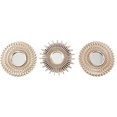 DAMDAM GO - 3-Piece Gold Wall Mirrors - Gold - Wall Mirrors DAMDAM GO - 3-Piece Gold Wall Mirrors - Gold - Wall Mirrors