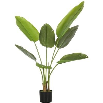 HOMCOM Planta artificial decorativa 109 cm pássaro do paraíso vaso verde Planta artificial, com folhas, árvore de plástico, interior e exterior, decoração para casa escritório varanda quarto HOMCOM Planta artificial decorativa 109 cm pássaro do paraíso vaso verde Planta artificial, com folhas, árvore de plástico, interior e exterior, decoração para casa escritório varanda quarto