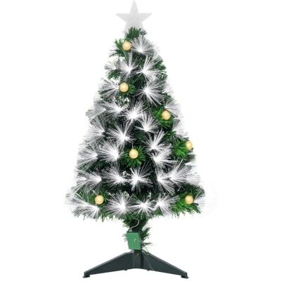 HOMCOM Árbol de Navidad 90 cm con 76 Haces de Fibra Óptica Verde y Blanco Árvore de Natal artificial, 90 ramos, 90 luzes LED, para interiores HOMCOM Árbol de Navidad 90 cm con 76 Haces de Fibra Óptica Verde y Blanco Árvore de Natal artificial, 90 ramos, 90 luzes LED, para interiores