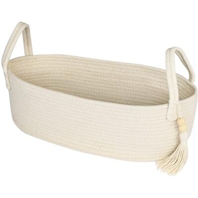 HMF Cesta de armazenamento para casa de banho, cesta para papel higiénico de algodão, 38,5 x 15,5 x 14 cm, cor creme HMF Cesta de armazenamento para casa de banho, cesta para papel higiénico de algodão, 38,5 x 15,5 x 14 cm, cor creme
