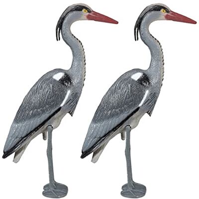 Relaxdays Pack de 2 figuras de garantia decorativa, decoração de jardim e lagoa, com estaca, espantagarça, plástico, cinzento Relaxdays Pack de 2 figuras de garantia decorativa, decoração de jardim e lagoa, com estaca, espantagarça, plástico, cinzento