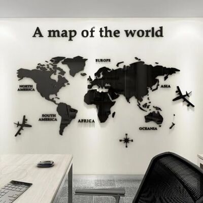 Shuanghao Stickerdecal Adesivos de Parede Murais 3D Sala Sala de Estar Quarto Escritório Fundo Acrílico DIY Mapa do Mundo Mundo Etiquetas Criativa Decoração de Parede Murais STICKER DECAL Preto230*120 Shuanghao Stickerdecal Adesivos de Parede Murais 3D Sala Sala de Estar Quarto Escritório Fundo Acrílico DIY Mapa do Mundo Mundo Etiquetas Criativa Decoração de Parede Murais STICKER DECAL Preto230*120
