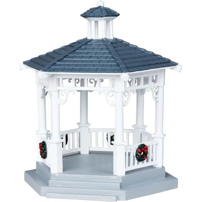 Lemax Gazebo de plástico com decorações, conjunto de 6 Lemax Gazebo de plástico com decorações, conjunto de 6