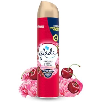 Glade Ambientador de spray Luscious Cherry & Peony, combate maus odores, com óleos essenciais, 1 aerossol Glade Ambientador de spray Luscious Cherry & Peony, combate maus odores, com óleos essenciais, 1 aerossol