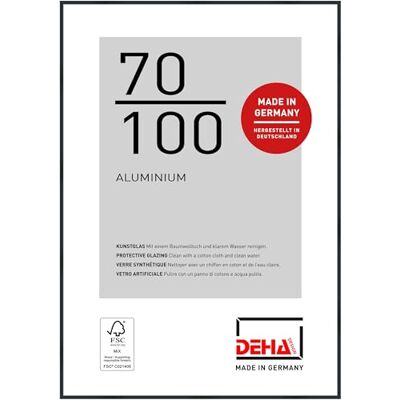 DEHA Design moldura para fotos, 70 x 100 cm, Alumínio, Preto fosco, Moldura para póster para pendurar em formato vertical e paisagem, vidro sintético inquebrável, Tribeca DEHA Design moldura para fotos, 70 x 100 cm, Alumínio, Preto fosco, Moldura para póster para pendurar em formato vertical e paisagem, vidro sintético inquebrável, Tribeca
