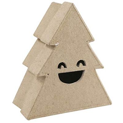 Decopatch Clairefontaine ES Décopatch Mache caixa para árvore de Natal com sorriso, 4 x 9 x 10 cm, cor castanha Decopatch Clairefontaine ES Décopatch Mache caixa para árvore de Natal com sorriso, 4 x 9 x 10 cm, cor castanha