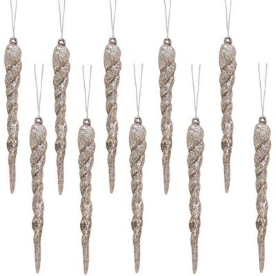 Christmas Concepts ® Decorações de sincelo brilhantes de 12 cm (4,8") Ornamentos de luxo para árvores de Natal (champanhe, embalagem de 10) Christmas Concepts ® Decorações de sincelo brilhantes de 12 cm (4,8") Ornamentos de luxo para árvores de Natal (champanhe, embalagem de 10)
