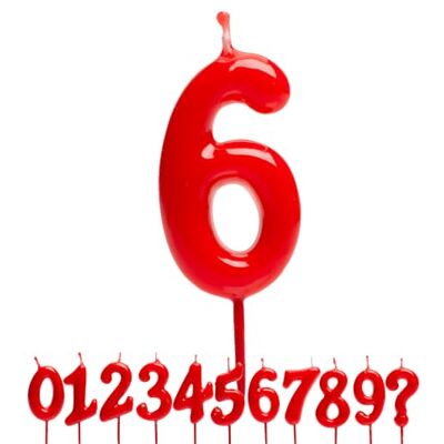 dekora Velas de aniversário número 6 vermelhas 7,5 cm para decorar bolos Vela numérica vermelha para decorar bolos, bolos e sobremesas de aniversário e celebrações. dekora Velas de aniversário número 6 vermelhas 7,5 cm para decorar bolos Vela numérica vermelha para decorar bolos, bolos e sobremesas de aniversário e celebrações.