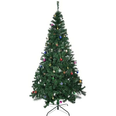 HOMCOM Árbol de Navidad 210cm con 54 Adornos Decorativos Verde Artificial pinho, suporte metálico, árvore realista, para decoração de Natal HOMCOM Árbol de Navidad 210cm con 54 Adornos Decorativos Verde Artificial pinho, suporte metálico, árvore realista, para decoração de Natal