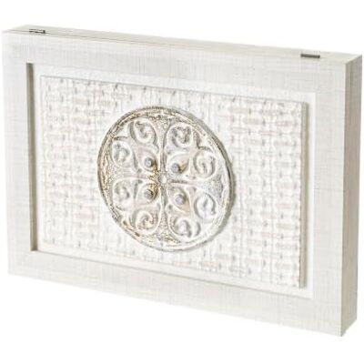 LOLAhome Tapa para contador de luz con mandala en relieve pintado a mano, 50x6x35c Modelo branco para o seu hall de entrada. Possui uma prática porta articulada que oculta o quadro elétrico com elegância LOLAhome Tapa para contador de luz con mandala en relieve pintado a mano, 50x6x35c Modelo branco para o seu hall de entrada. Possui uma prática porta articulada que oculta o quadro elétrico com elegância