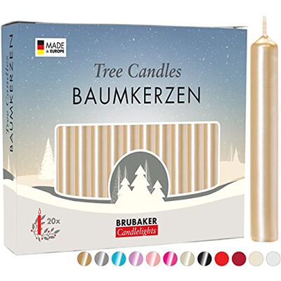 BRUBAKER 20 Pacote de cera para velas de árvore ouro pálido BRUBAKER 20 Pacote de cera para velas de árvore ouro pálido