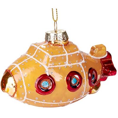 BRUBAKER Submarino amarelo vermelho bola de vidro pintada à mão boca soprada figuras de decoração da árvore de Natal decoração divertida pingente bola de árvore 10,5 cm BRUBAKER Submarino amarelo vermelho bola de vidro pintada à mão boca soprada figuras de decoração da árvore de Natal decoração divertida pingente bola de árvore 10,5 cm