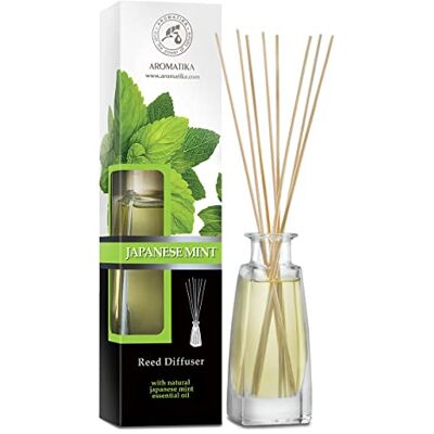 Trust Difusores aromáticos varetas de menta japonesa 100 ml, difusor de aromas, difusor perfumado com óleo de menta ambientador, fragrância para quarto, difusor de arriço Trust Difusores aromáticos varetas de menta japonesa 100 ml, difusor de aromas, difusor perfumado com óleo de menta ambientador, fragrância para quarto, difusor de arriço