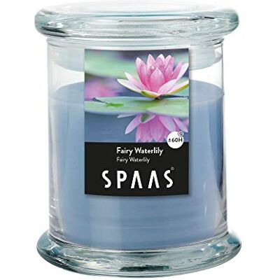 Spaas Fairy Waterlily vela perfumada em frasco doméstico, ± 60 horas, vidro, cera de parafina, cinzento, azul Spaas Fairy Waterlily vela perfumada em frasco doméstico, ± 60 horas, vidro, cera de parafina, cinzento, azul