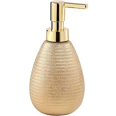 Gedy Astrid Dispensador de sabão, cerâmica, ouro, 8,3 x 8,3 x 16,6 Gedy Astrid Dispensador de sabão, cerâmica, ouro, 8,3 x 8,3 x 16,6