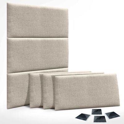 DHOME Conjunto de 6 painéis estofados de linho natural pack autocolantes para parede acústicos absorventes proteção impactos cabeceiras decoração casa quarto (bege, 60x50cm, x6) DHOME Conjunto de 6 painéis estofados de linho natural pack autocolantes para parede acústicos absorventes proteção impactos cabeceiras decoração casa quarto (bege, 60x50cm, x6)