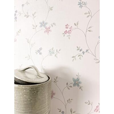 Newroom papel pintado azul pastel floral quarto sala de estar Estilo shabby chique, textura de linho fino, ramos de flores finos, creme com rosa pálito, TNT não tecido, vintage, entrada Newroom papel pintado azul pastel floral quarto sala de estar Estilo shabby chique, textura de linho fino, ramos de flores finos, creme com rosa pálito, TNT não tecido, vintage, entrada