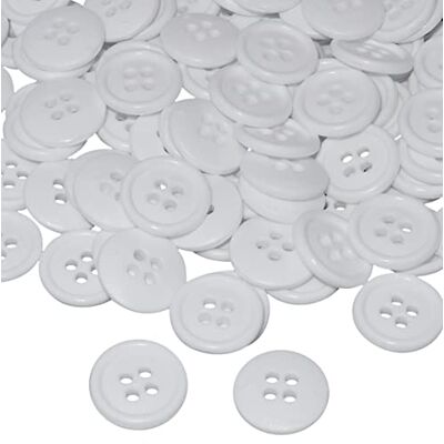 AERZETIX Conjunto de 100 botões de costura redondos Ø 15 x 3 mm 24 L L24 com 4 orifícios cor branca em plástico abertura 2 mm merceria costura roupa moda teceleiras decoração AERZETIX Conjunto de 100 botões de costura redondos Ø 15 x 3 mm 24 L L24 com 4 orifícios cor branca em plástico abertura 2 mm merceria costura roupa moda teceleiras decoração