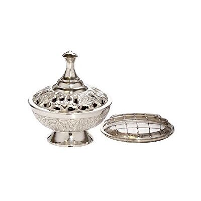 NKlaus Tigela de incenso feita à mão queimador de fogo de latão com grelha queimador de incenso recipiente de carvão para incenso deco grande 1529 NKlaus Tigela de incenso feita à mão queimador de fogo de latão com grelha queimador de incenso recipiente de carvão para incenso deco grande 1529