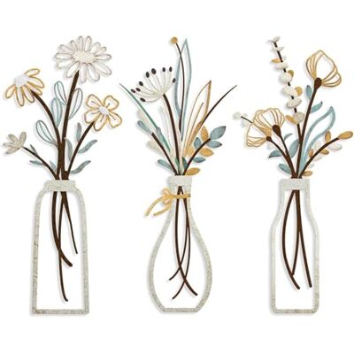 ZHXMALL 3 peças de flores de metal decoração de parede, escultura de parede colorida, minimalista em vaso, parede suspensa de ferro para terraço, sala de estar, casa de banho, quarto, sala de jantar ZHXMALL 3 peças de flores de metal decoração de parede, escultura de parede colorida, minimalista em vaso, parede suspensa de ferro para terraço, sala de estar, casa de banho, quarto, sala de jantar