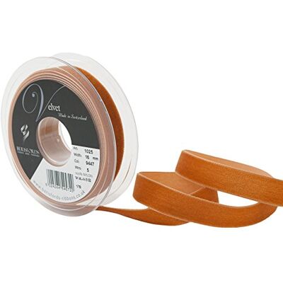 Berisfords Fita de veludo, cobre, 16 mm de largura, 5 metros de comprimento Berisfords Fita de veludo, cobre, 16 mm de largura, 5 metros de comprimento