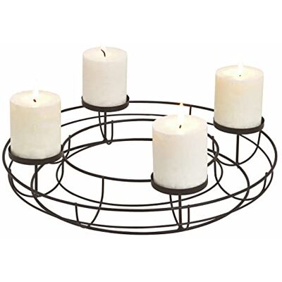 Spetebo Coroa de Advento de metal em preto, diâmetro de 38 cm, porta-velas com 4 pratos para velas, candelabro sem pavio advento natal coroa decoração moderna Spetebo Coroa de Advento de metal em preto, diâmetro de 38 cm, porta-velas com 4 pratos para velas, candelabro sem pavio advento natal coroa decoração moderna