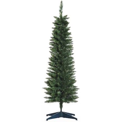 HOMCOM Árvore de Natal estreita 150 cm, 294 ramos, montagem fácil, verde Árvore artificial, base de plástico removível, para sala de estar interior HOMCOM Árvore de Natal estreita 150 cm, 294 ramos, montagem fácil, verde Árvore artificial, base de plástico removível, para sala de estar interior