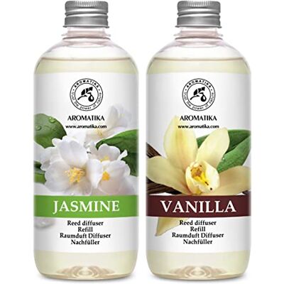 Trust Recarga de difusor baunilha e jasmim 2 x 500 ml Fragrâncias ambientais intensas e duradouras difusor para casa aromaterapia Recarga de difusor de cana Ambientador ambiental Trust Recarga de difusor baunilha e jasmim 2 x 500 ml Fragrâncias ambientais intensas e duradouras difusor para casa aromaterapia Recarga de difusor de cana Ambientador ambiental