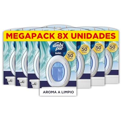 Ambi Pur Ambientador contínuo para casa de banho, embalagem de 8, elimina maus odores e deixa um aroma fresco e leve na casa de banho Ambi Pur Ambientador contínuo para casa de banho, embalagem de 8, elimina maus odores e deixa um aroma fresco e leve na casa de banho