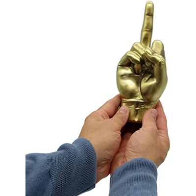 FeinKnick Figura decorativa de dedo médio dourado, escultura de dedo médio de resina de mármore em ouro 20 cm para sala de estar, escritório e secretária, escultura moderna e coisas quentes FeinKnick Figura decorativa de dedo médio dourado, escultura de dedo médio de resina de mármore em ouro 20 cm para sala de estar, escritório e secretária, escultura moderna e coisas quentes
