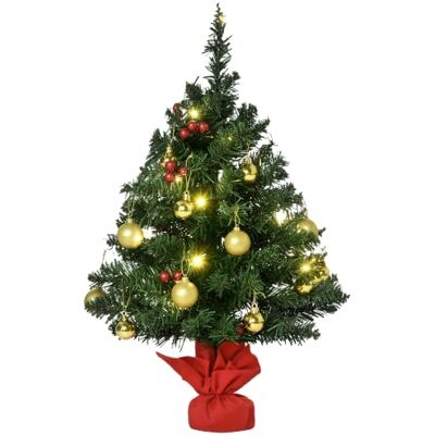 HOMCOM Árvore de Natal artificial pequeno 60 cm 73 ramos verde base vermelha Base de Tela, Mini Árbol Navideño Realista, para Interior HOMCOM Árvore de Natal artificial pequeno 60 cm 73 ramos verde base vermelha Base de Tela, Mini Árbol Navideño Realista, para Interior