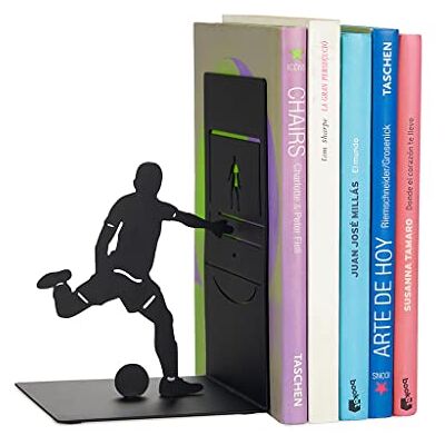 Balvi Suporte de livros Goal Kick cor preto para livros de estantes com jogador de futebol meta Balvi Suporte de livros Goal Kick cor preto para livros de estantes com jogador de futebol meta