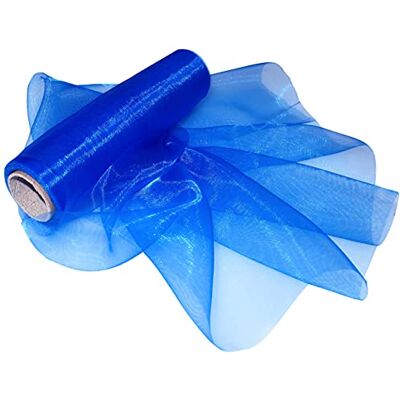 AERZETIX Rolo de fita/tecido organza transparente brilhante 16 cm x 9 metros azul caminho de mesa/decorações projetos criativos coser arte embalagem presentes AERZETIX Rolo de fita/tecido organza transparente brilhante 16 cm x 9 metros azul caminho de mesa/decorações projetos criativos coser arte embalagem presentes