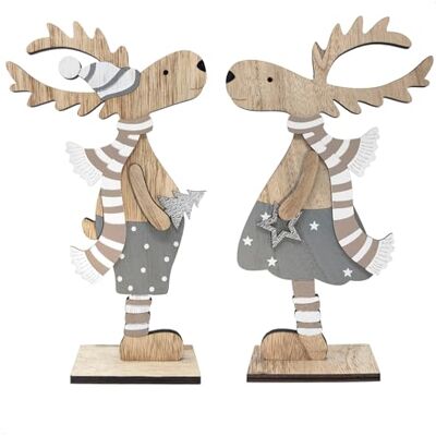 com-four ® 2 x expositores decorativos para o Natal rena de madeira para deixar expositores de Natal para decorar (rena XXL, azul prata) com-four ® 2 x expositores decorativos para o Natal rena de madeira para deixar expositores de Natal para decorar (rena XXL, azul prata)