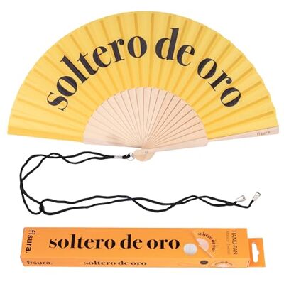 Fisura Leque original com mensagem "solteiro de ouro". Fã para casamentos. Ventoinha de mão moderna e colorida. Cabide incluído. Medidas: 42,5 x 23 cm Fisura Leque original com mensagem "solteiro de ouro". Fã para casamentos. Ventoinha de mão moderna e colorida. Cabide incluído. Medidas: 42,5 x 23 cm