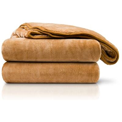 Manta de microfibra bege Amago - 180x220 cm - Luxuosa e quente Manta de microfibra bege Amago - 180x220 cm - Luxuosa e quente