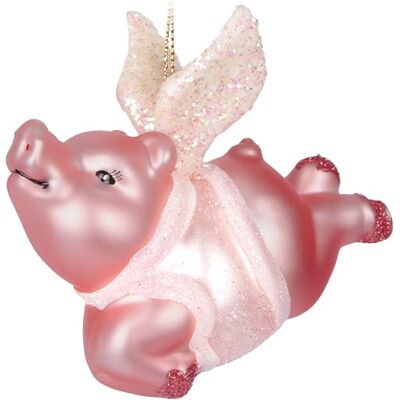 BRUBAKER Porco Voador Bola de Natal de Cristal com Asas de Anjo Pintada à Mão e Soprada a Boca Decoração Divertida para a Árvore Enfeite Engraçado para Pendurar 9 cm BRUBAKER Porco Voador Bola de Natal de Cristal com Asas de Anjo Pintada à Mão e Soprada a Boca Decoração Divertida para a Árvore Enfeite Engraçado para Pendurar 9 cm