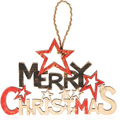 com-four ® Decoração pendente de Natal cabide de madeira com letras sinal de porta de madeira de Natal cabide para portas, paredes, janelas com-four ® Decoração pendente de Natal cabide de madeira com letras sinal de porta de madeira de Natal cabide para portas, paredes, janelas
