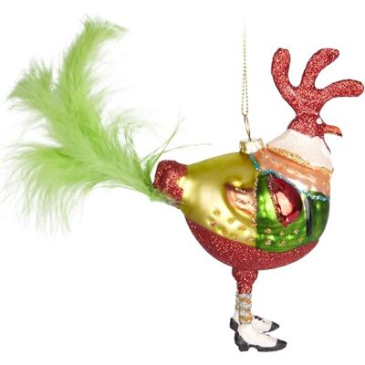 BRUBAKER com fato de Natal brilhante com penas bola de vidro festiva pintada à mão e soprada a boca decoração divertida para a árvore ornamento suspenso 18 cm BRUBAKER com fato de Natal brilhante com penas bola de vidro festiva pintada à mão e soprada a boca decoração divertida para a árvore ornamento suspenso 18 cm