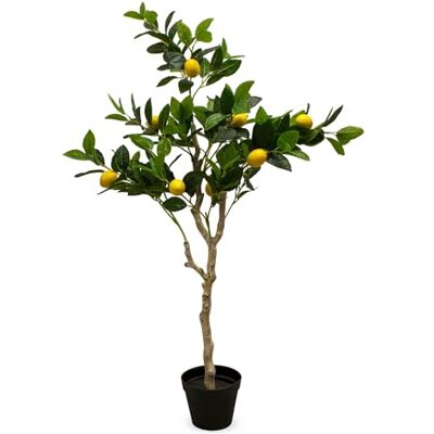 Spetebo Planta artificial de limoeiro em vaso preto, 118 x 40 cm, árvore artificial com 10 limão, arte em vaso de limão Spetebo Planta artificial de limoeiro em vaso preto, 118 x 40 cm, árvore artificial com 10 limão, arte em vaso de limão