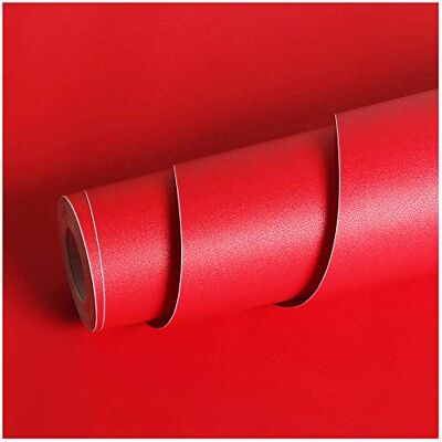 Livelynine Papel de parede autocolante vermelho mate 40 cm x 5 m papel de parede autocolante decorativo liso impermeável vinil vermelho autocolante papéis autocolante para móveis secretária armário Livelynine Papel de parede autocolante vermelho mate 40 cm x 5 m papel de parede autocolante decorativo liso impermeável vinil vermelho autocolante papéis autocolante para móveis secretária armário