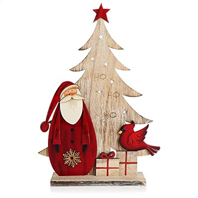 com-four ® Expositor decorativo para o Natal, Pai Natal de madeira lacada, ornamento de Natal premium para montar (01 peças Pai Natal 33 cm) com-four ® Expositor decorativo para o Natal, Pai Natal de madeira lacada, ornamento de Natal premium para montar (01 peças Pai Natal 33 cm)